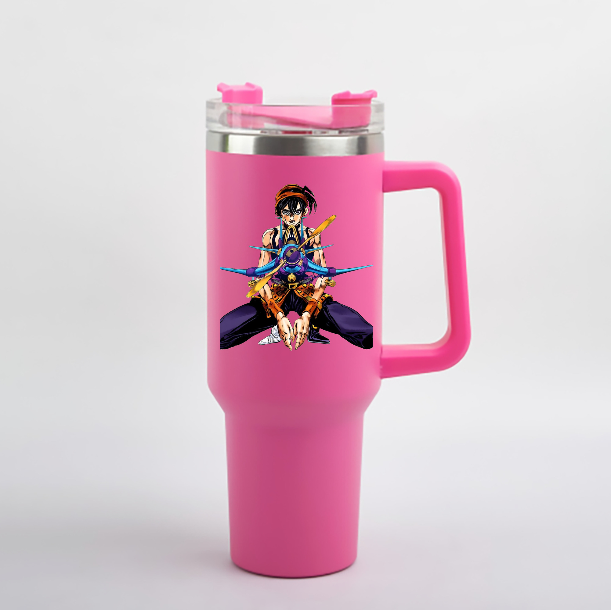（画像用） ジョジョの奇妙な冒険 ナランチャ?ギルガ JoJo's Bizarre Adventure Narancia Ghirga 1200mL車用タンブラー - クリスタルステッカー（プラスチックストロー付き）